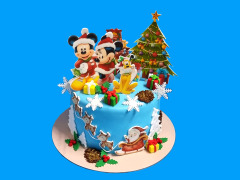 Tort Iarna cu Poze Comestibile Mickey si Minnie