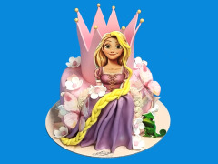 Tort cu poza Rapunzel si Coroana